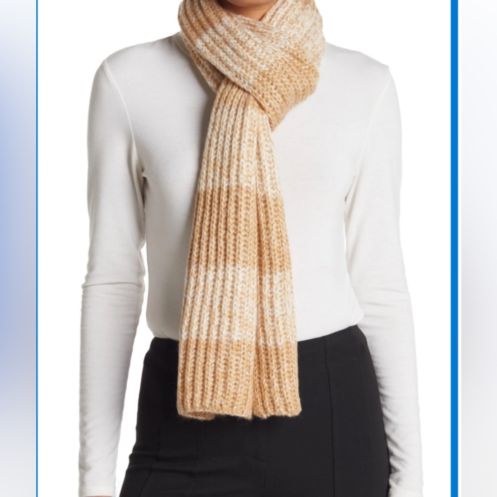 Frye and Co Womens Scarf Sparkle Mouline Striped Camel.